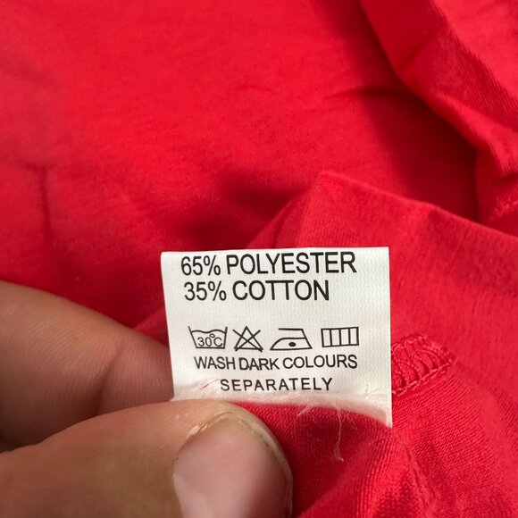 Red T-Shirt With Ace Of Hearts Playing Card Print Graphic Design Large Size - Picture 5 of 5